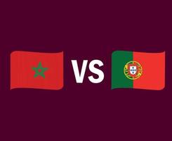 maroc et portugal drapeau ruban symbole conception europe et afrique football final vecteur pays européens et africains équipes de football illustration