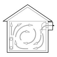 icône de maison ventilée, style de contour vecteur