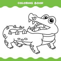 coloriage avec crocodile dessin animé vecteur