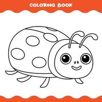 Coloriage avec coccinelle de dessin animé vecteur