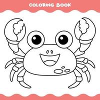 coloriage avec crabe de dessin animé vecteur