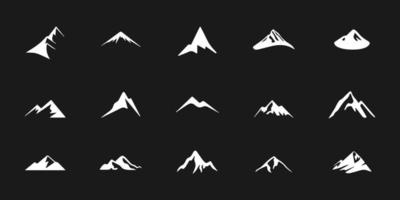 silhouettes de sommets de montagne. montagne rocheuse isolée. logos de montagne, de roche, de colline, de pic. illustration de stock de vecteur. vecteur