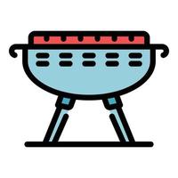 barbecue brasier icône vecteur de contour de couleur
