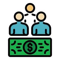 L'icône de l'argent des clients vecteur contour couleur