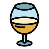 vecteur de contour de couleur d'icône de verre de vin