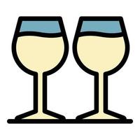 icône de verres à vin de fête vecteur de contour de couleur
