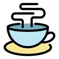 vecteur de contour de couleur icône tasse de thé chaud