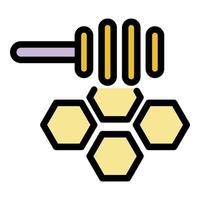 cuillère miel peigne icône couleur contours vecteur