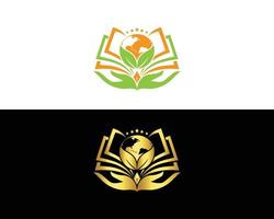 monde vert éducation livre symbole logo icône design vecteur moderne concept.