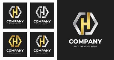 modèle de conception de logo lettre h avec style de forme géométrique de luxe vecteur