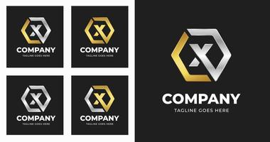 modèle de conception de logo lettre x avec style de forme géométrique de luxe vecteur