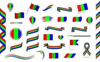 grand ensemble de rubans rvb, symboles, icônes et drapeaux isolés sur fond blanc. ensemble de conception d'impression professionnelle pour vos infographies et modèles. illustration vectorielle vecteur