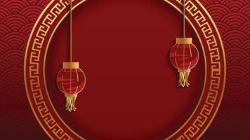 nouvel An chinois. modèles de cartes-cadeaux festifs avec des éléments de conception 3d réalistes. vecteur