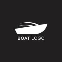 logo d'art vectoriel créatif abstrait d'entreprise de moteur ou de voilier blanc avec l'icône ou le symbole du bateau dans un style moderne à la mode plat simple isolé sur fond noir
