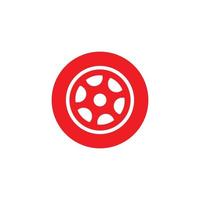 eps10 vecteur rouge pneu de voiture abstraite solide art icône isolé sur fond blanc. symbole de roue de camion dans un style moderne simple et plat pour la conception, le logo et l'application mobile de votre site Web