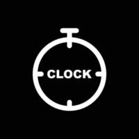 eps10 horloge vectorielle blanche ou chronomètre icône d'art abstrait isolée sur fond noir. symbole d'alarme ou d'horloge dans un style moderne simple et plat pour la conception, le logo et l'application mobile de votre site Web vecteur