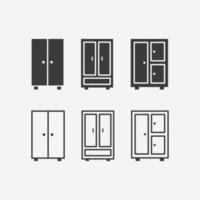 armoire, armoire, meuble icône vector set symbole signe