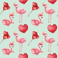 modèle sans couture de flamant rose saint valentin, saint valentin et fond d'amour vecteur