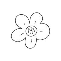 fleur de doodle mignon isolé sur fond blanc. illustration vectorielle dessinée à la main. parfait pour les cartes, logo, décorations, divers designs. clipart botanique. vecteur