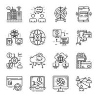 icônes solides de l'argent numérique et des affaires vecteur
