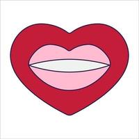 coeur d'icône rétro saint valentin. symboles d'amour dans le style d'art en ligne pop à la mode. la figure d'un coeur en rose tendre, rouge et corail. illustration vectorielle isolée sur blanc. vecteur
