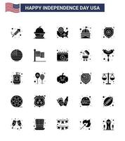 pack d'icônes vectorielles stock de jour américain 25 signes et symboles de glyphe solide pour usa house thanksgiving building wisconsin modifiable usa day vector design elements