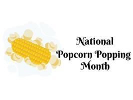 mois national d'éclatement du pop-corn, idée d'affiche, de bannière, de dépliant ou de carte postale vecteur
