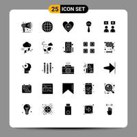 interface mobile glyphe solide ensemble de 25 pictogrammes de qa education réponses préférées maracas éléments de conception vectoriels modifiables vecteur