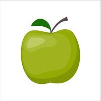 pomme fraîche verte isolée sur fond blanc, illustration vectorielle dans un style plat. vecteur
