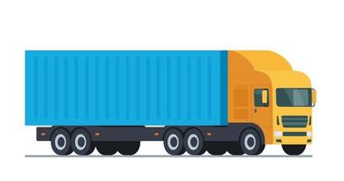 transport par camion de fret. transports commerciaux. logistique. voiture pour le transport de marchandises. illustration vectorielle plane.