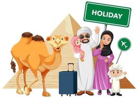 famille arabe en vacances vecteur