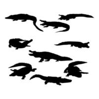 collection vectorielle de silhouettes d'animaux crocodiles dans différents styles vecteur