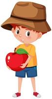 personnage de dessin animé enfants tenant des fruits ou des légumes isolé sur fond blanc vecteur