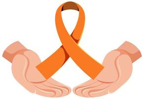Ruban orange sensibilisation à la leucémie sensibilisation à la sclérose en plaques signe ou objet de sensibilisation à la malnutrition vecteur