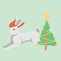 lapin mignon de noël vecteur