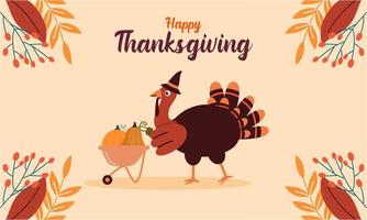 fond de joyeux thanksgiving au design plat vecteur