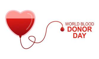 affiche du concept de cœur et de goutte de sang de la journée mondiale du donneur de sang vecteur