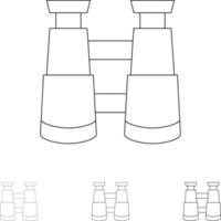 recherche de jumelles montre jeu d'icônes de ligne noire audacieuse et mince vecteur