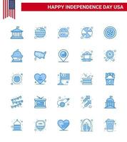 groupe de 25 blues pour le jour de l'indépendance des états-unis d'amérique comme la médaille independece fast food vacances sports modifiables usa day vector design elements