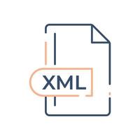 icône de format de fichier xml. icône de ligne d'extension xml. vecteur
