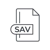 icône de format de fichier sav. icône de ligne d'extension sav. vecteur