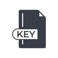 icône de format de fichier clé. icône remplie d'extension de clé. vecteur