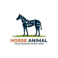vecteur de conception de logo animal cheval, logo avec texte de chaîne en forme d'illustration de cheval