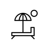 contour des chaises de plage et parapluie logo icône vecteur, illustration vectorielle de conception de plage d'été vecteur