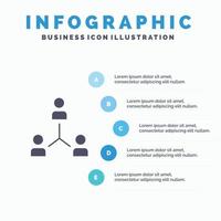 structure entreprise coopération groupe hiérarchie gens équipe solide icône infographie 5 étapes présentation arrière-plan vecteur