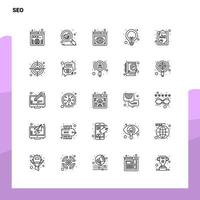 ensemble d'icônes de ligne seo ensemble 25 icônes vectorielles conception de style minimalisme icônes noires définies pack de pictogrammes linéaires vecteur
