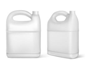 bidons en plastique, bouteilles isolées en jerrycan blanc vecteur