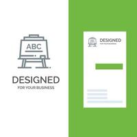 professeur d'apprentissage abc board gris logo design et modèle de carte de visite vecteur