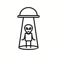 icône de ligne de vecteur d'enlèvement extraterrestre unique