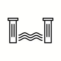 icône de ligne de vecteur de barrage d'eau unique